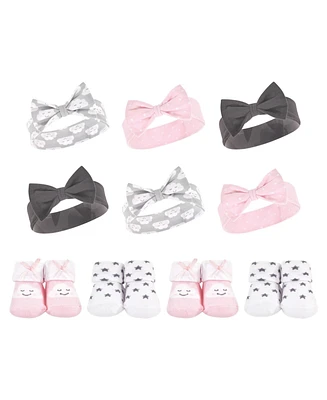 Hudson Baby Baby Girls 10Pc Headband and Socks Set, Cloud, 0-9 Months