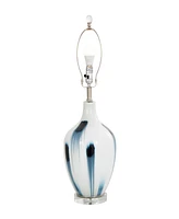 Rosemary Lane 27" Glass Abstract Accent Lamp with Blue Drip Splatter Design