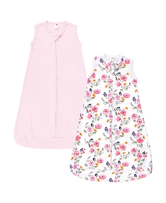 Hudson Baby Girls Cotton Wearable Sleeping Bag, Sack, Blanket