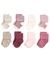 Hudson Baby Girls Cozy Chenille Newborn and Terry Socks