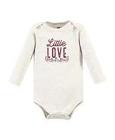 Hudson Baby Girls Cotton Long-Sleeve Bodysuits Love Flowers 5-Pack, Newborn