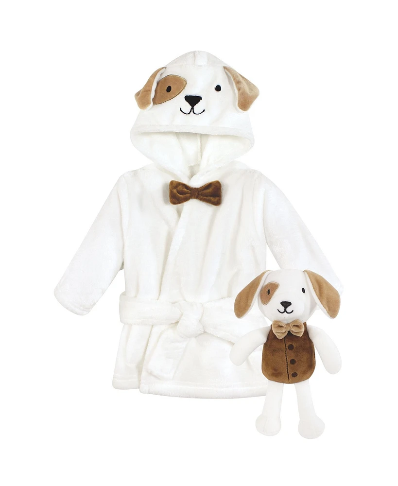 Hudson Baby Unisex Baby Plush Bathrobe and Toy Set, Dog, One Size