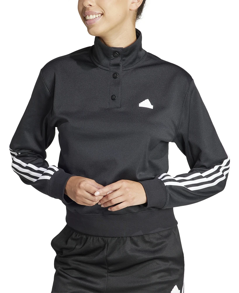 adidas Women's Iconic 3-Stripes Quarter-Snap Track Top