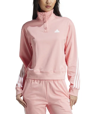 adidas Women's Iconic 3-Stripes Quarter-Snap Track Top