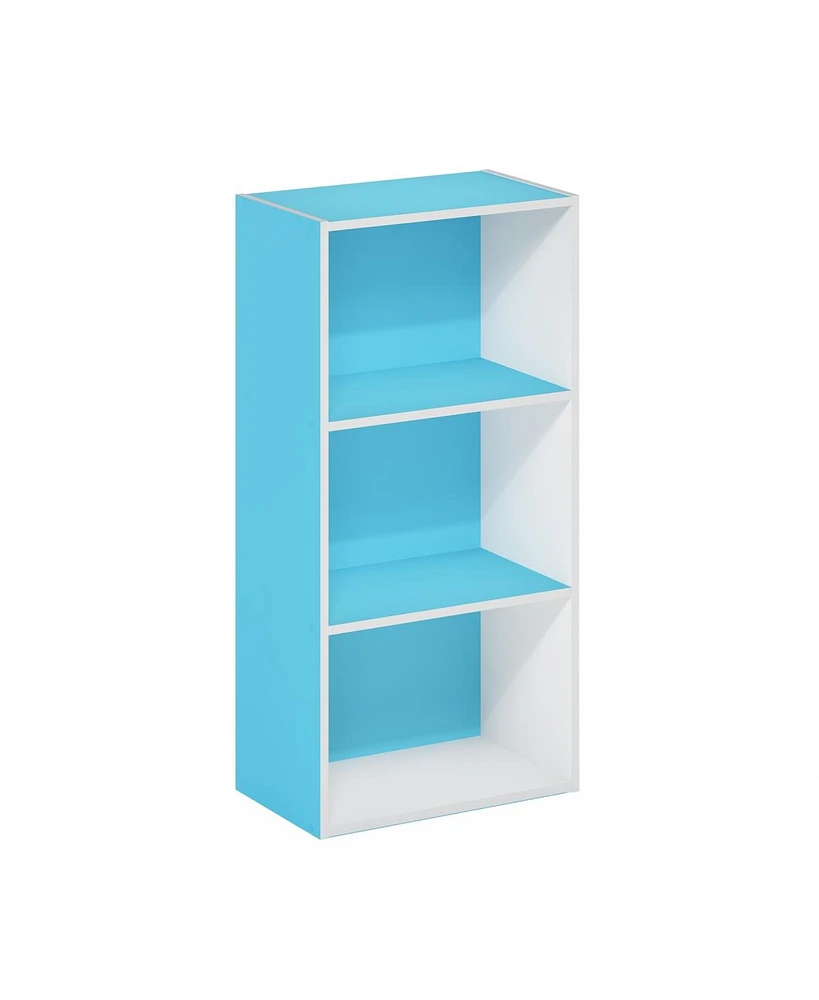 Furinno Luder 3-Tier Open Shelf Bookcase, Light Blue & White