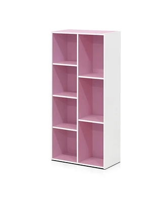 Furinno 7-Cube Reversible Open Shelf, White & Pink