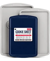 Bakken- Swiss Bakken Cookie Sheet 3 Piece Set – Non-Stick, Stackable Baking Pans, White marble Deluxe Ceramic Coating Dishwasher Safe