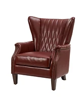 Hulala Home Traditional Brigida Genuine Leather Recliner with Tapered Solid Wood Legs