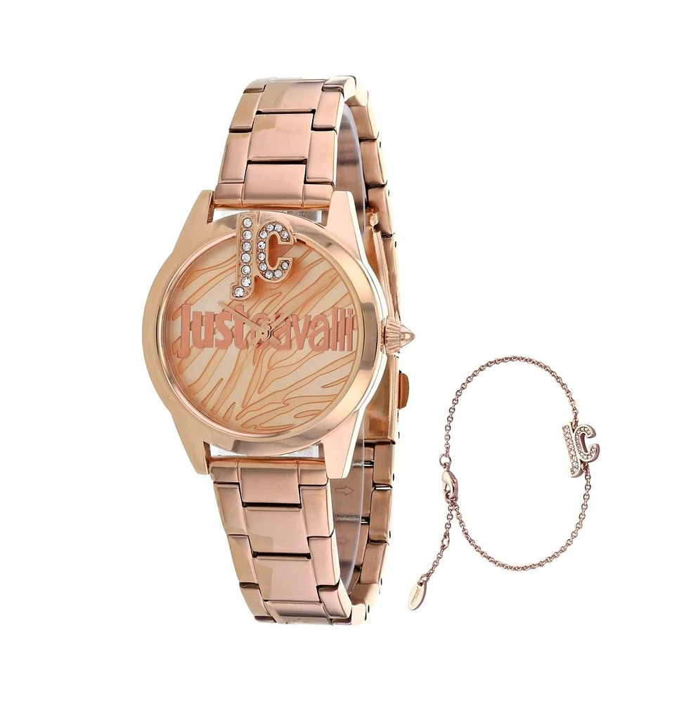 Just Cavalli Women's Logo Rose gold Dial Watch - JC1L099M0075