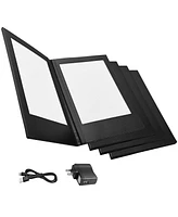 WeChef 4 Pack Led Backlit Menu Cover Leatherette Wine List Check Bill Holder Displayer 2-Panel Fits 8"x14" Paper