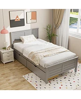 Twin Bed Frame with Storage Drawers