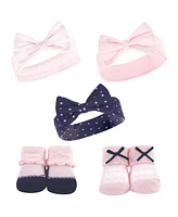 Hudson Baby Baby Girls 10Pc Headband and Socks Set, Pink Polka Dot Love, 0-9 Months