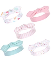 Hudson Baby Baby Girls Cotton and Synthetic Headbands Bundle Set, Boho Flower Ice Cream, 0-24 Months