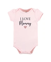 Hudson Baby Girls Cotton Bodysuit and Pant Set Mommy Pink Navy