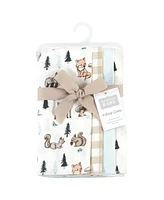 Hudson Baby Infant Boy Cotton Flannel Burp Cloths, Boy Woodland Pals -Pack