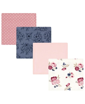 Hudson Baby Infant Girls Cotton Flannel Receiving Blankets, Pink Tulips, One