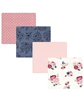 Hudson Baby Infant Girls Cotton Flannel Receiving Blankets, Pink Tulips, One
