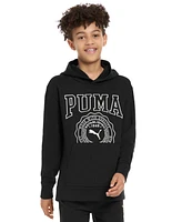 Puma Big Boys Squad Pack Logo-Print Fleece Hoodie