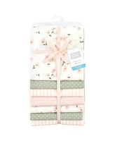 Hudson Baby Infant Girl Cotton Rich Flannel Receiving Blankets Bundle, Pink Dainty Floral, One Size