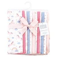 Hudson Baby Infant Girl Flannel Burp Cloth 12pk, Sweet Roses, One Size