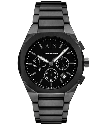 A|X Armani Exchange Men's Quartz Chronograph Black Stainless Steel Watch 42MM