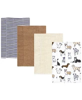 Hudson Baby Infant Boy Cotton Flannel Burp Cloths, Handsome Dogs, One Size