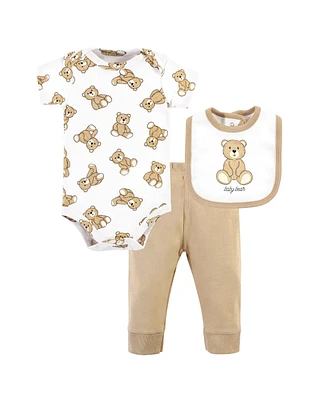 Hudson Baby Boys Cotton Bodysuit, Pant and Bib Set