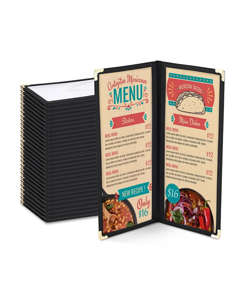 Yescom WeChef 30 Packs Restaurant Menu Covers x Double Fold 2 Pages 4 Views