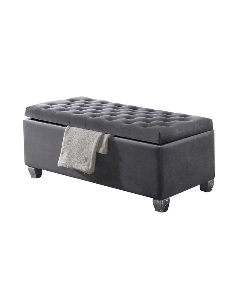 Simplie Fun Rebekah Bench w/Storage in Gray Fabric