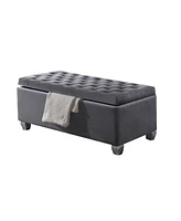 Simplie Fun Rebekah Bench w/Storage in Gray Fabric