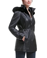 Bgsd Women's Uzima Leather Hooded Parka Coat