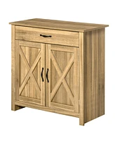 Homcom Farmhouse Sideboard Buffet Cabinet with Barn Doors and Drawer