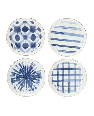 Slickblue Coastal Tie-dye Design Ceramic Plate (Set of 4)