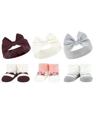 Hudson Baby Baby Girls Headband and Socks Giftset, Gray