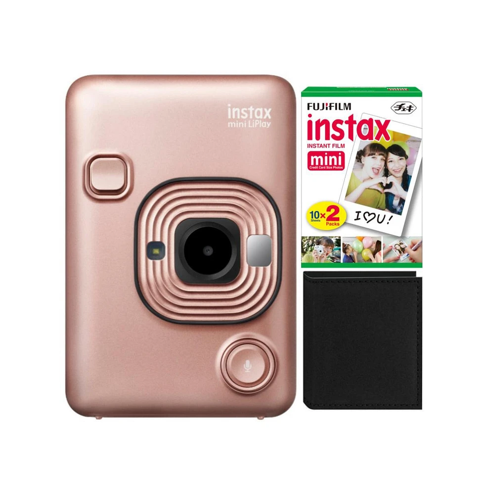 Fujifilm Instax Mini Hybrid LiPLay Instant Camera (Blush) with Accessory Bundle