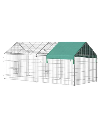 Simplie Fun Outdoor Rabbit Playpen with Shade Roof and Safety Stakes