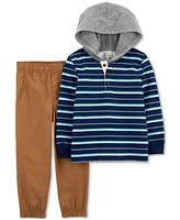 Carter's Toddler Boys Striped Hooded T-Shirt & Canvas Pants Set