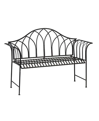 Slickblue Classic Iron Garden Bench - Timeless Outdoor Seating for Patio or Lawn