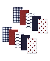 Hudson Baby Infant Boy Cotton Flannel Burp Cloths Set, Blue Green Dino, One