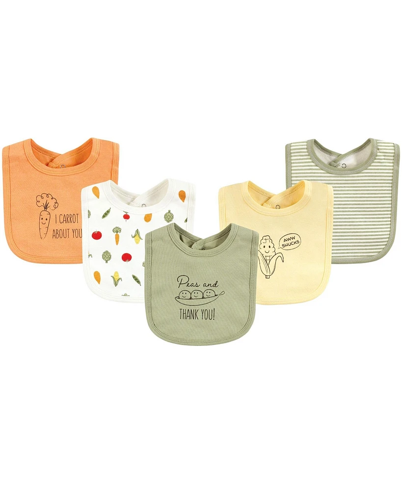 Touched by Nature Unisex Baby Organic Cotton Bibs, Peas And Thank You, One Size