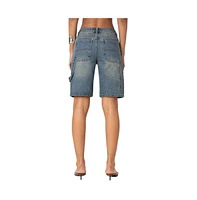 Edikted Women's Carpenter denim bermuda shorts