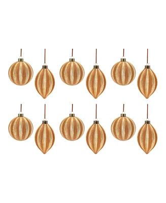 Slickblue Ribbed Glass Ornamnet (Set of 12)