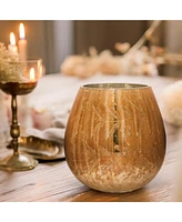 Slickblue Etched Amber Glass Candle Holder