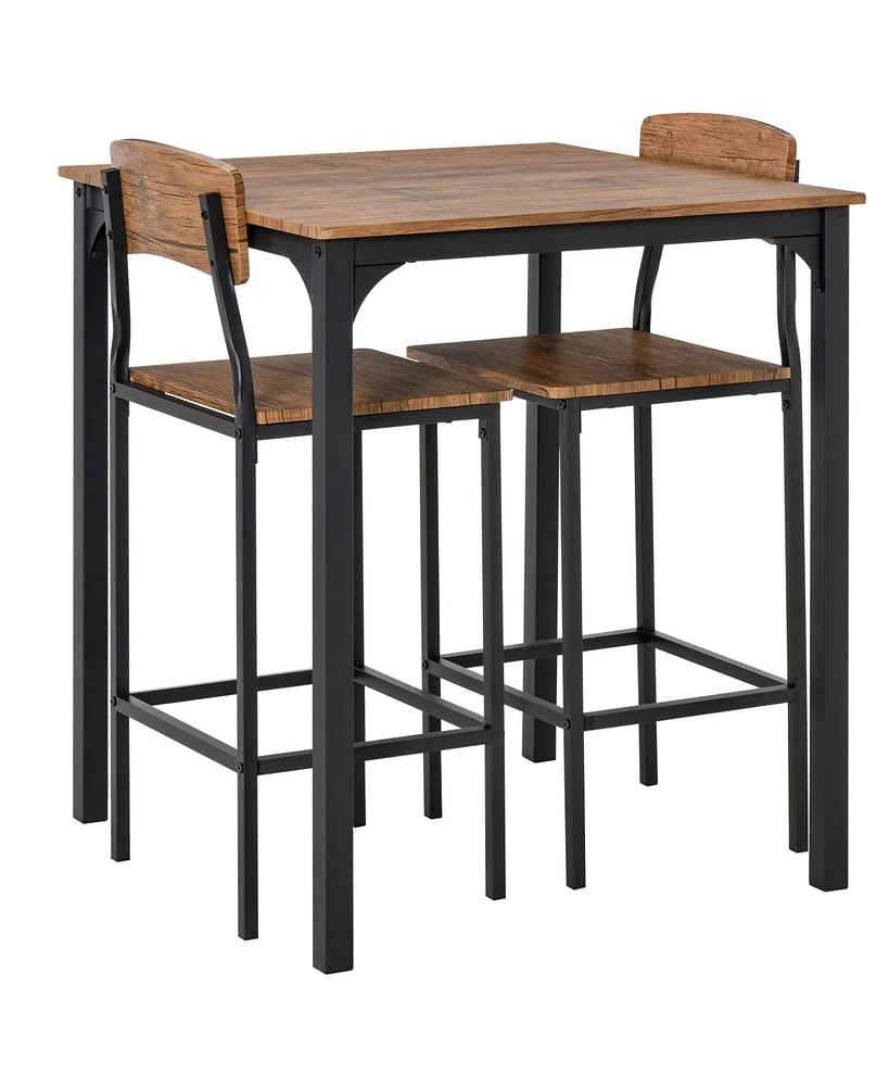 Homcom Three Piece Indoor Tabletop Collection w/Matching Seats Metal Legs for Stability