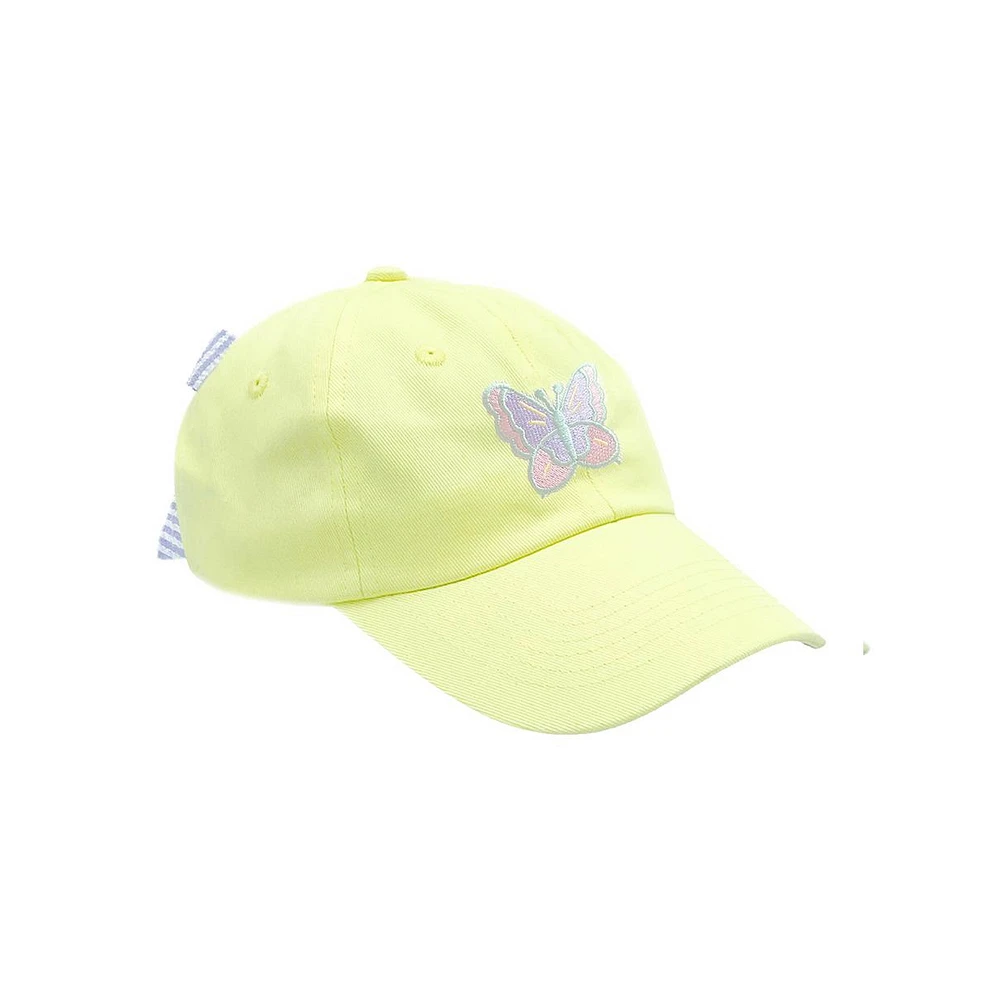 Bits & Bows Girls Girls Butterfly Bow Baseball Hat in Buttercup