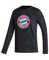 Adidas Men's Black Bayern Munich Vertical Wordmark Long Sleeve T-Shirt