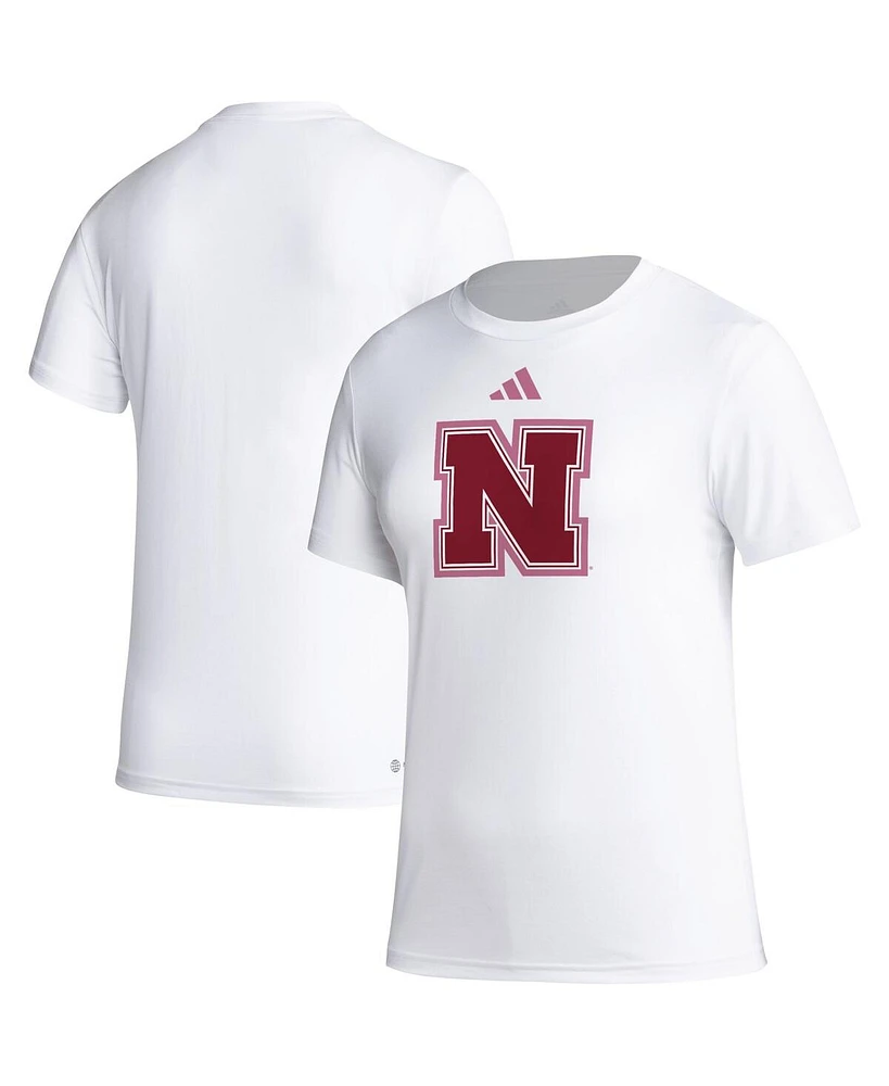 Adidas Women's White Nebraska Huskers Aeroready Breast Cancer Awareness Pregame T-Shirt