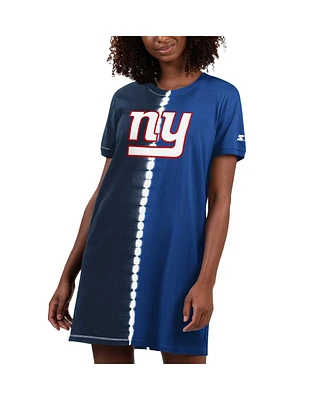 Starter Women's Navy New York Giants Ace Tie-Dye T-Shirt Dress