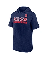 Fanatics Men's Heather Navy Boston Red Sox Push Short Sleeve Pullover Hoodie