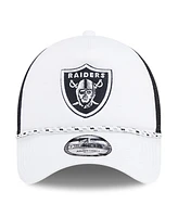 New Era Men's White/Black Las Vegas Raiders Court Sport Foam Front A-Frame 9FORTY Adjustable Trucker Hat